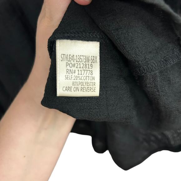 R/C The Brand Black Boho Peasant Top Small Balloon Sleeve Tassel Tie - Picture 7 of 8